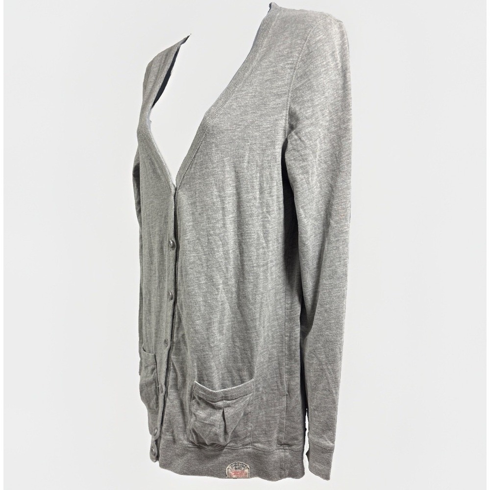 Y2K Corporate Goth Gray Knit Cardigan Sweater V Neck Button Up Medium